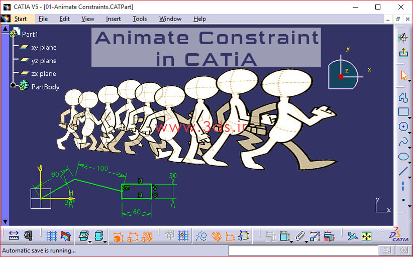 آموزش ایجاد انیمیشن قیود توسط Animate Constraint در کتیا
