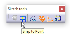 ابزار Snap to point در جعبه ابزار Sketch tools کتیا