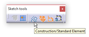 ابزار Construction/Standard Element در جعبه ابزار Sketch tools کتیا