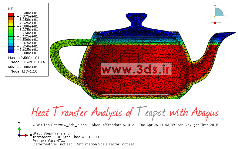انیمیشن آنالیز انتقال حرارت قوری چای توسط ABAQUS