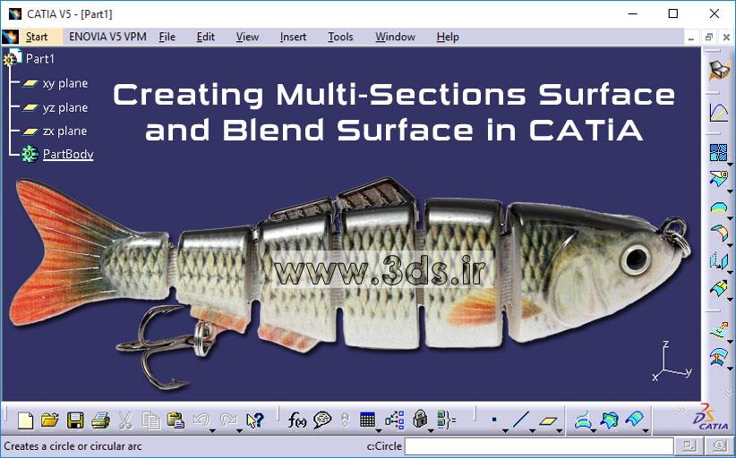 ابزارهای Multi-Sections Surface و Blend در محیط Generative Shape Design کتیا
