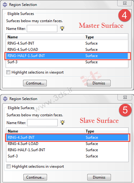 تنظیمات تماس Surface-to-Surface آباکوس