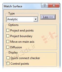 ابزار Match Surface در محیط FreeStyle نرم‌افزار کتیا